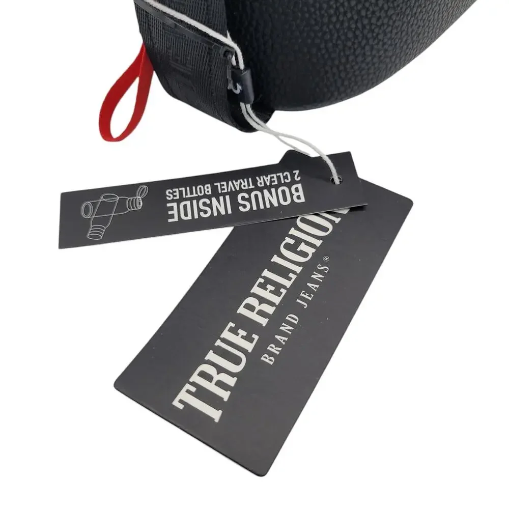 True Religion Red Titon Dopp Kit Men's Black Toiletry Bag Travel NWT World Tour